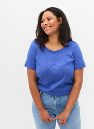 Katoenen t-shirt met print, Dazzling Blue WAYS, Model image number 0