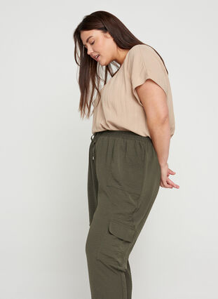 Pantalon ample avec de grandes poches, Black Olive, Model image number 2