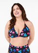 Driehoekige bikinitop met print, Zwart, Model image number 0