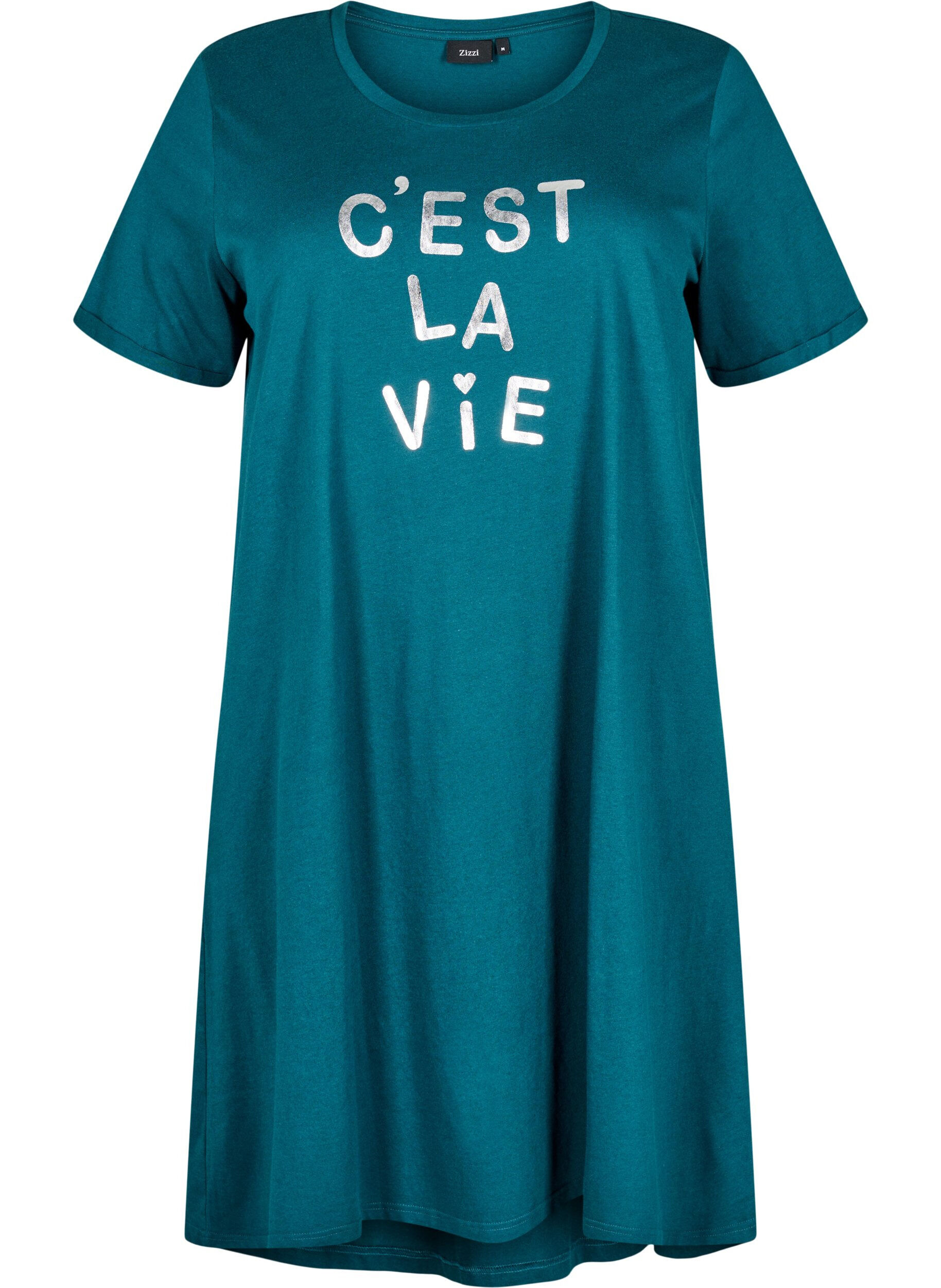 ZizziChemise de nuit &agrave; manches courtes en coton biologique, Vert, Packshot image number 0