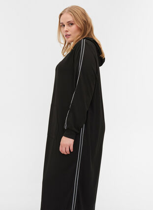 Robe pull avec capuche et détail de fermeture éclair , Black, Model image number 2