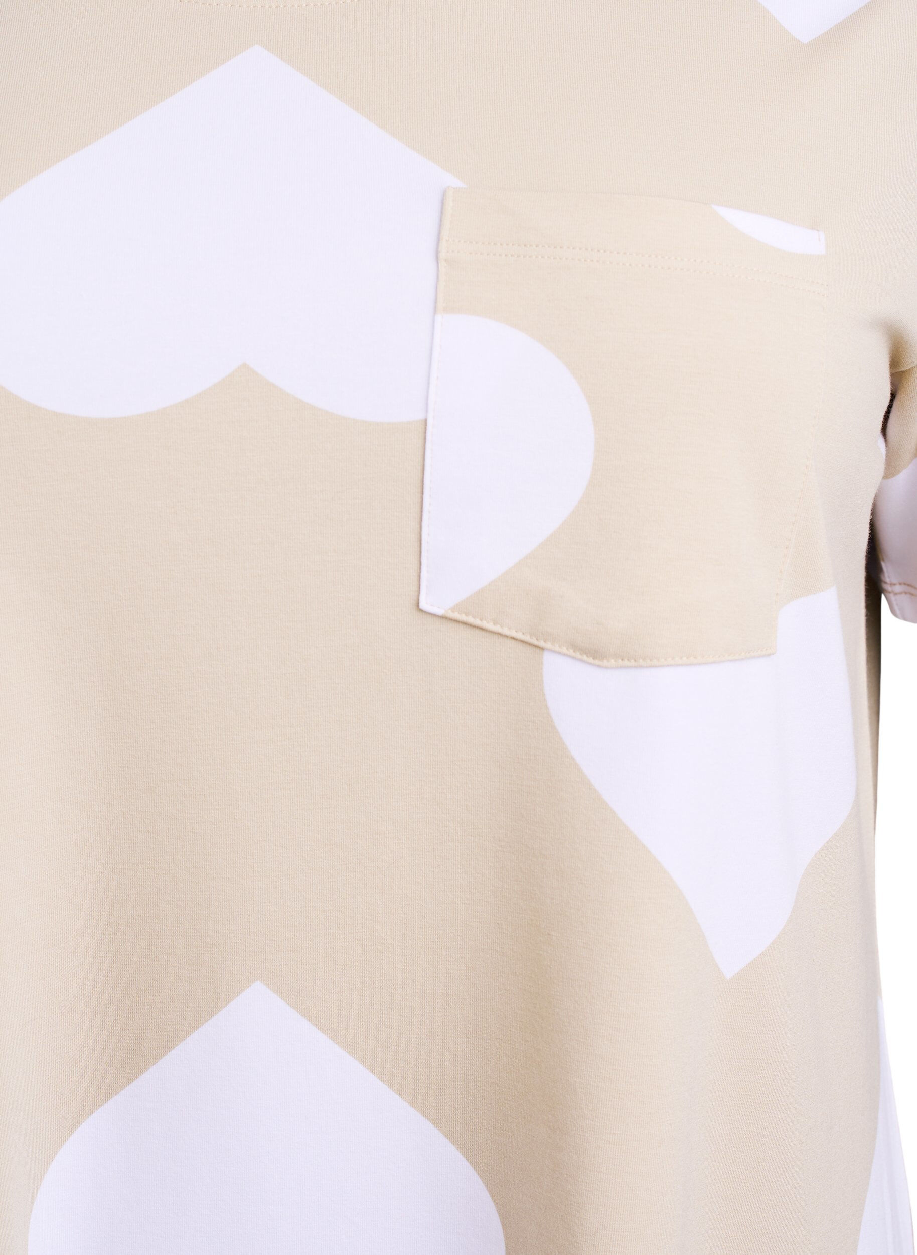 ZizziLange nacht T-shirt in een modalmix met hartjes, Beige, Packshot image number 2