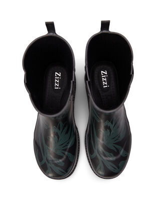 Korte rubberen laarzen met brede pasvorm en print, B. Teal Flower AOP, Packshot image number 2