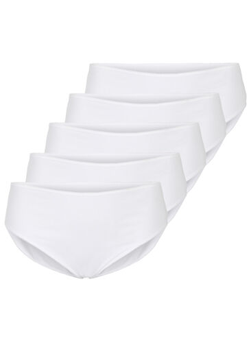 Lot de 5 culottes en coton taille haute, Bright White, Packshot image number 0