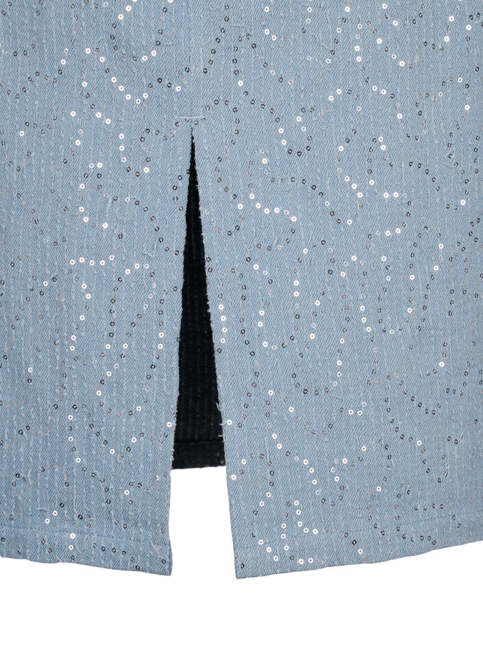 Denim rok met split en pailletten, Light Blue Denim, Packshot image number 3