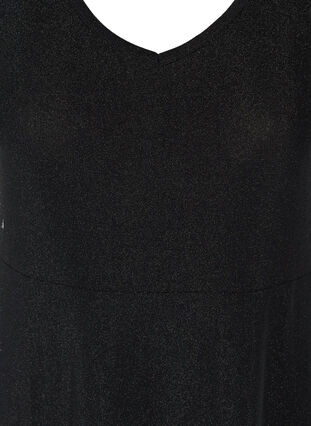 Mouwloze jurk met glitters en v-hals, Black, Packshot image number 2