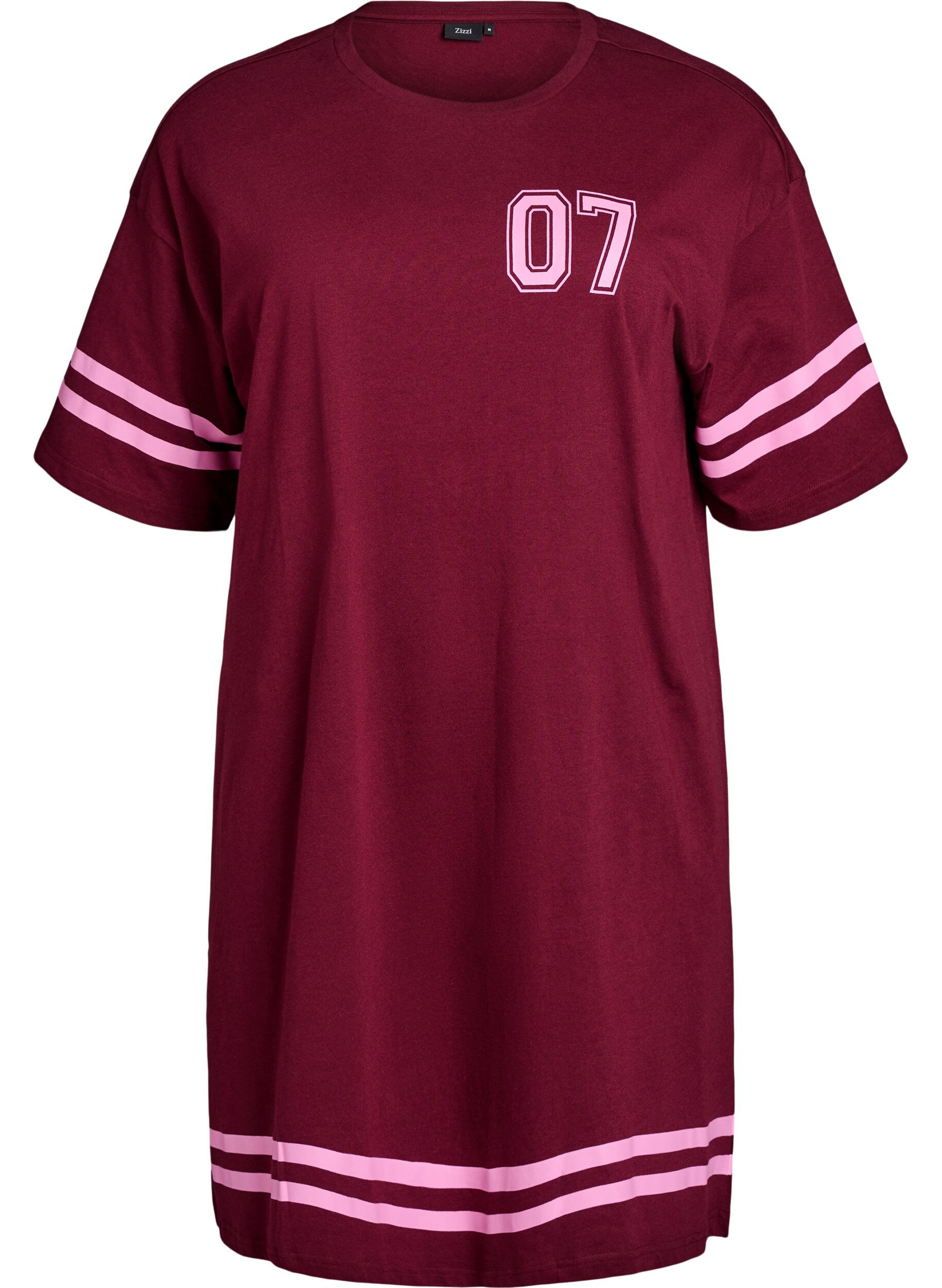 ZizziKort T-shirtjurkje met sportieve details, Donker Bordeaux, Packshot image number 0