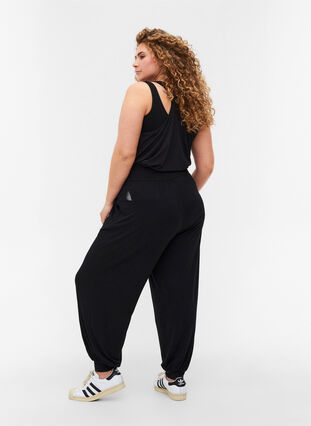 Pantalon de sport ample en viscose avec poches, Black, Model image number 1