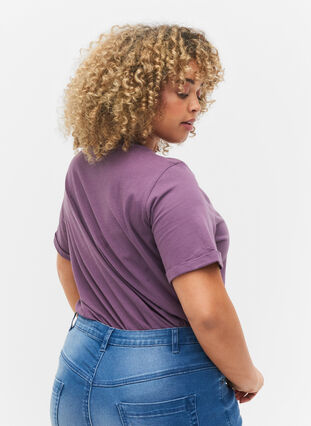 Basic katoenen t-shirt, Vintage Violet, Model image number 1