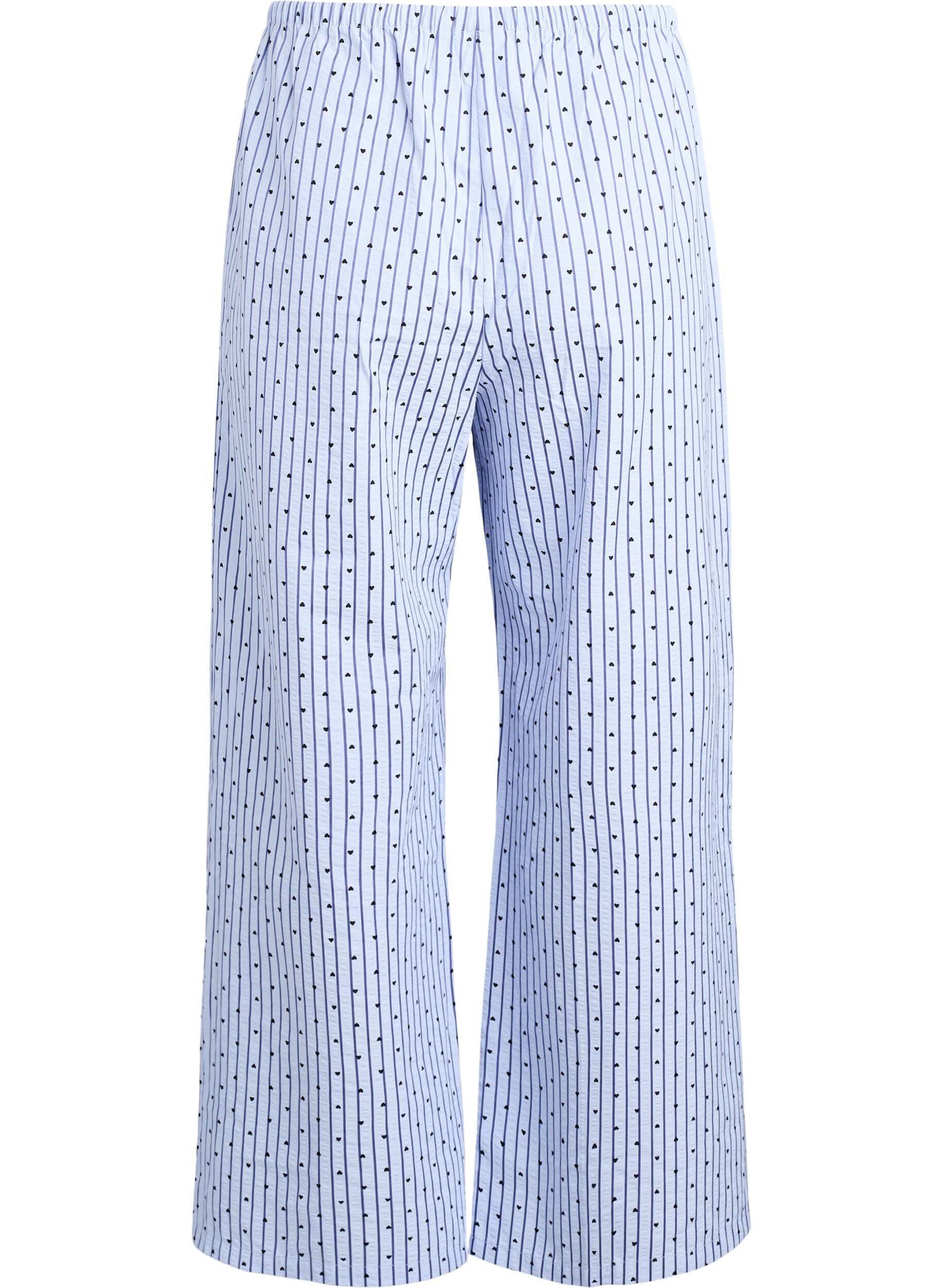 Zizzi Pantalon de pyjama en seersucker ample &agrave; taille haute, Bleu Clair, Packshot image number 1