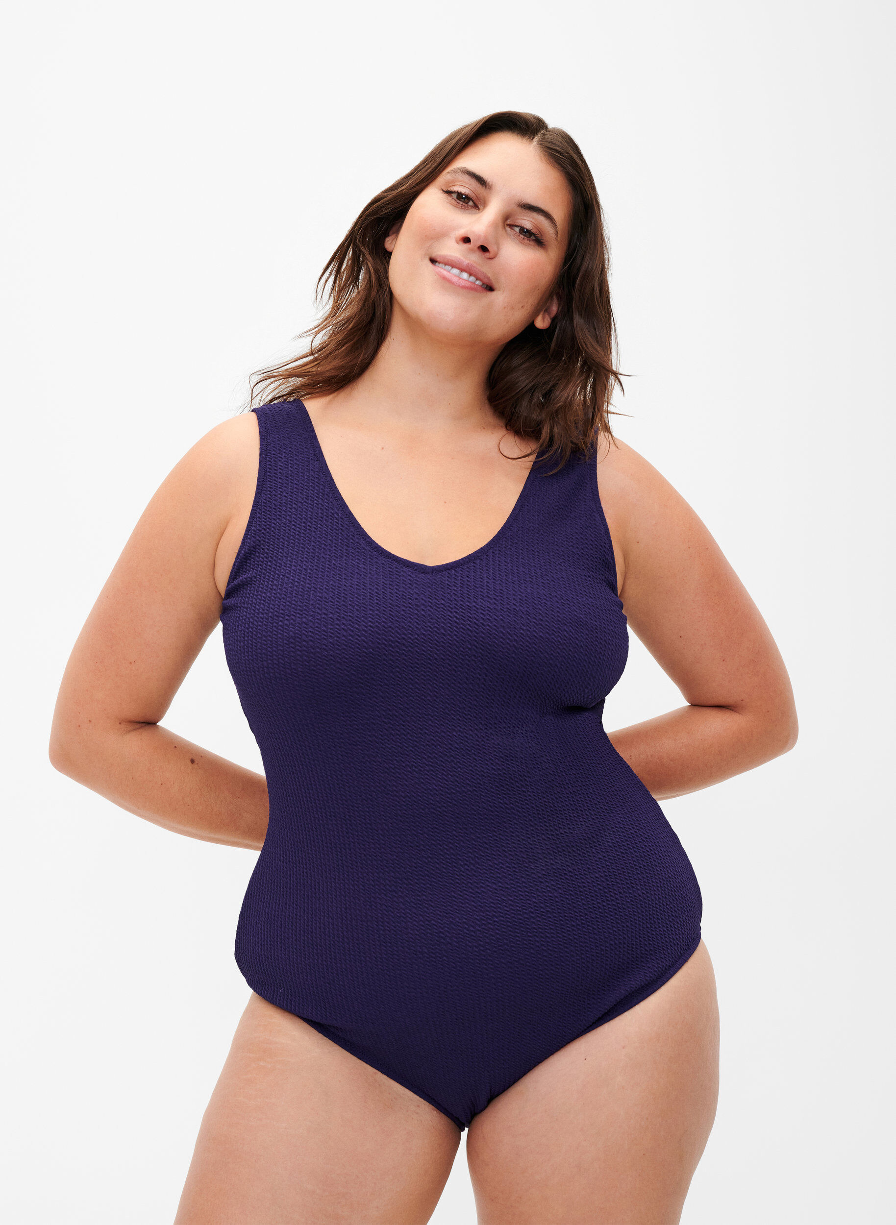 Zizzi Maillot de bain avec d&eacute;tail crois&eacute; dans le dos, Astral Aura, Model image number 0