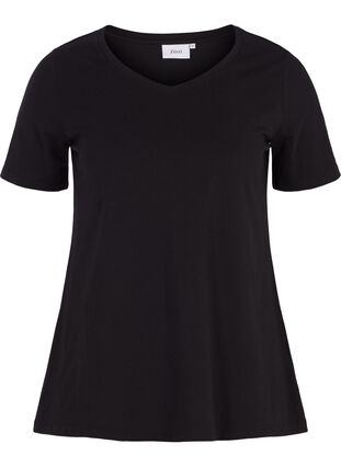 T-shirt en coton uni basique, Black, Packshot image number 0