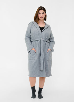 Peignoirs avec capuche et poches, Grey, Model image number 0