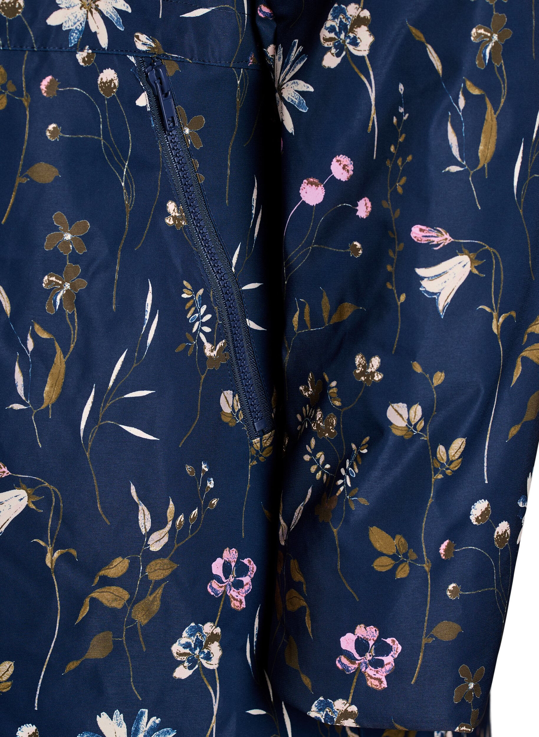 ZizziGewatteerde winterjas met bloemenprint, Blauw, Packshot image number 3