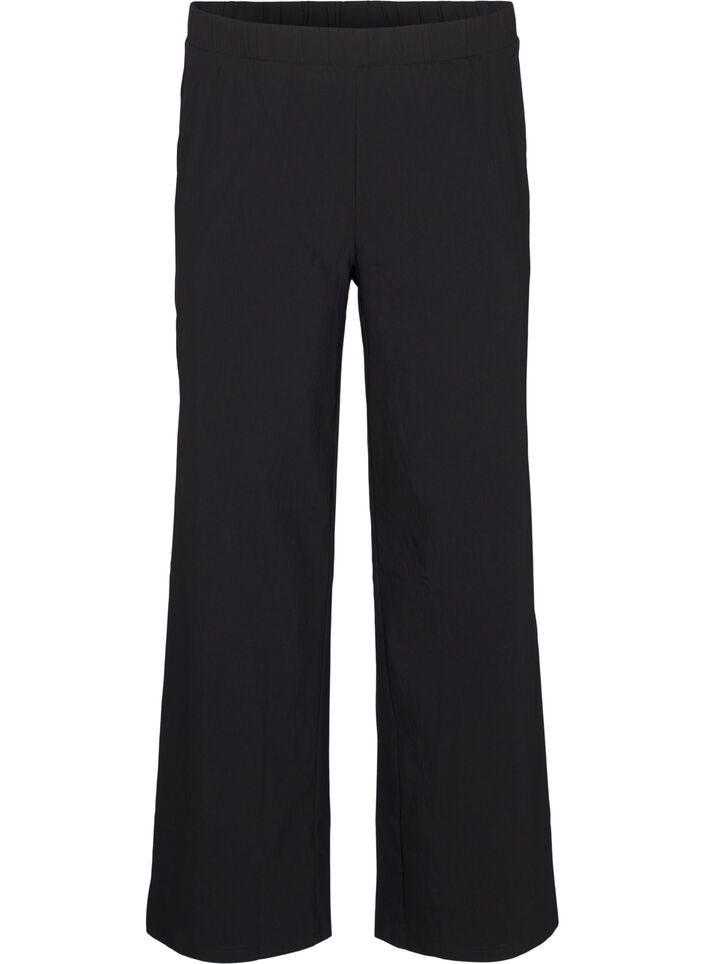 Wijde broek met elastische tailleband, Zwart, Packshot image number 0