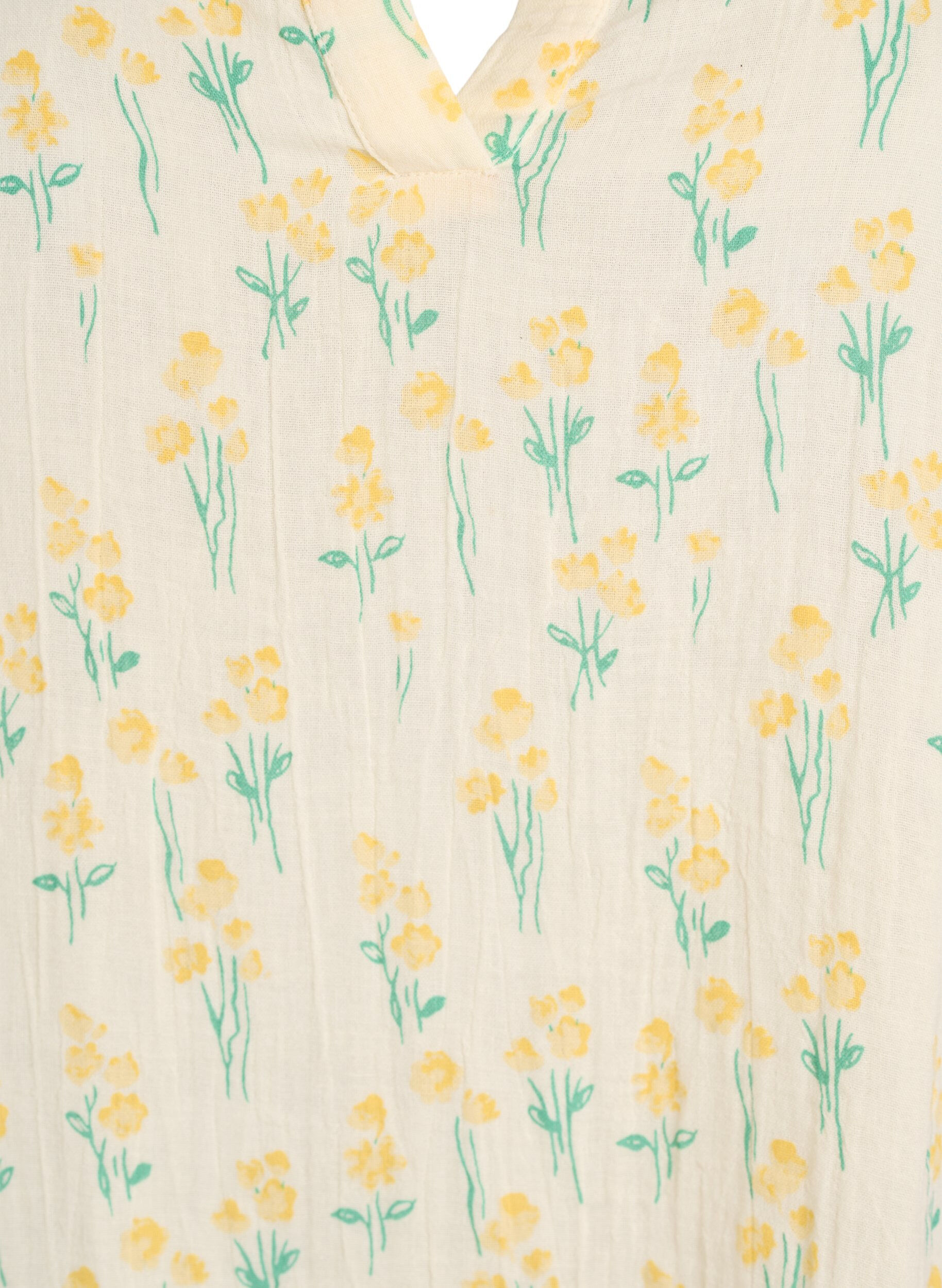 Zizzi Robe courte &eacute;vas&eacute;e en mousseline de coton, Jaune clair, Packshot image number 2