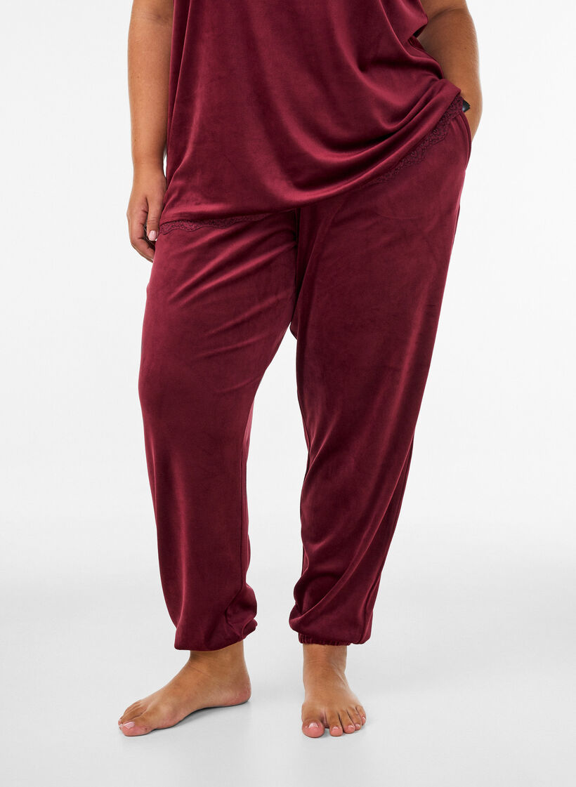 Pantalon ample en velours, Bordeaux, Model image number 0