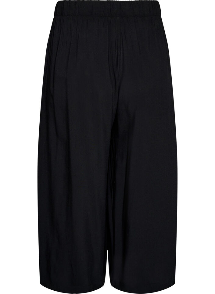 Culotte in viscose met een high waist en wijde pijpen, Zwart, Packshot image number 1