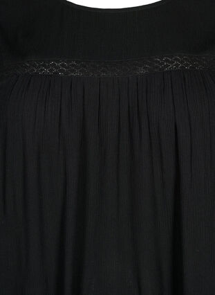 Viscose jurk met kanten randje, Black, Packshot image number 2