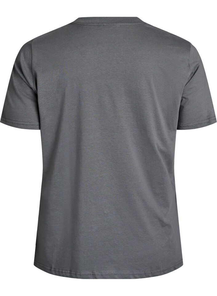 T-shirt basique en coton &agrave; col rond, Gris, Packshot image number 1