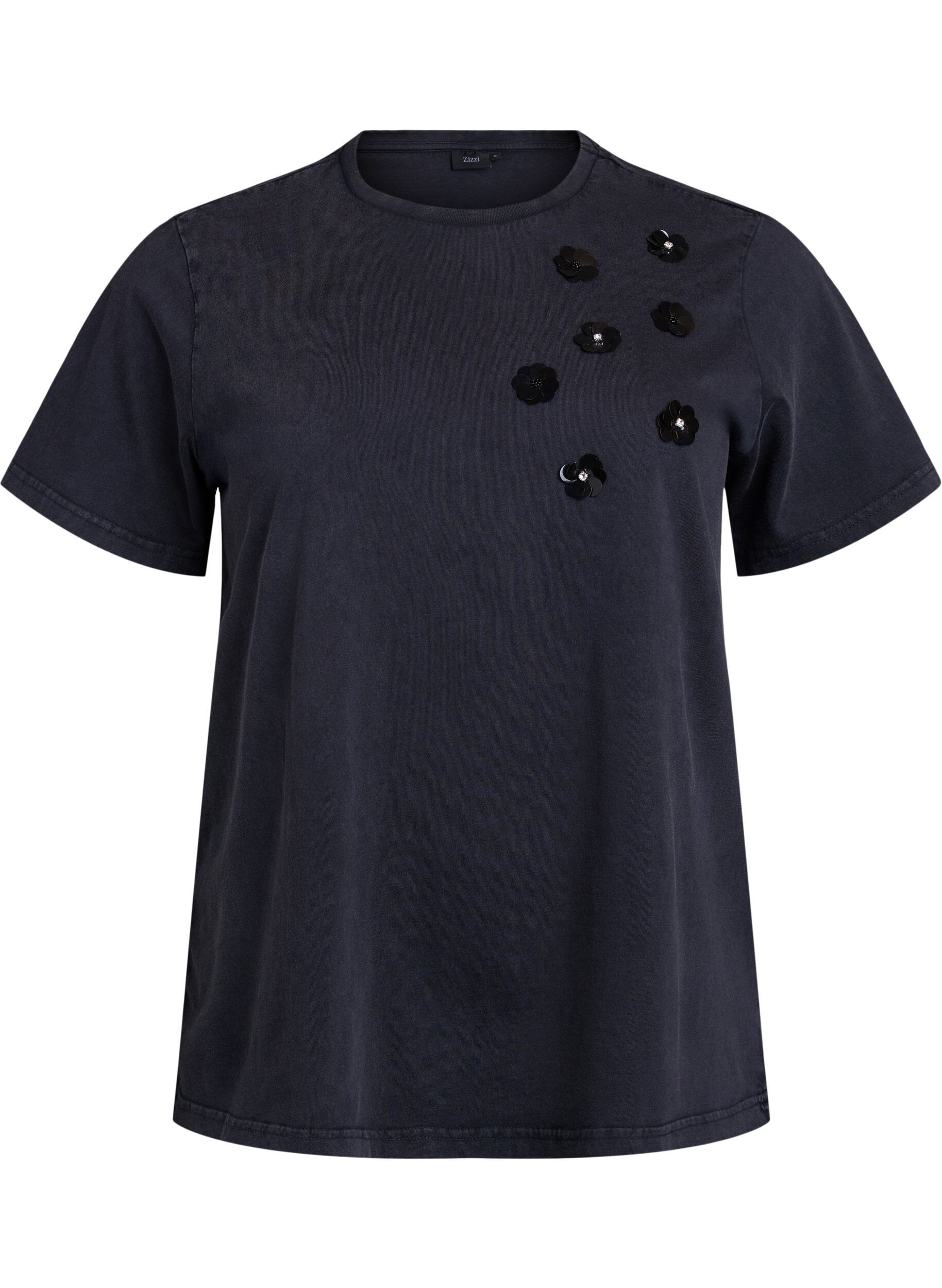 Gewassen T-shirt met bloemvormige pailletten