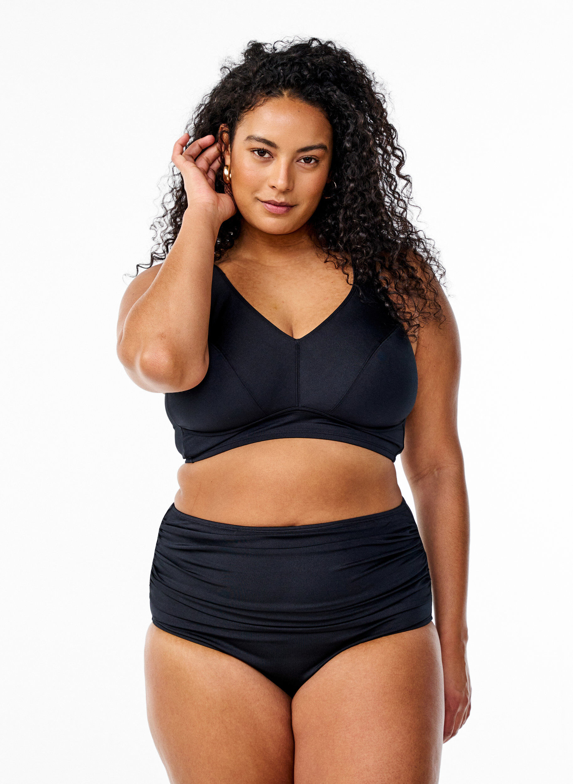 Zizzi Haut de bikini enti&egrave;rement couvrant, Noir, Model image number 1