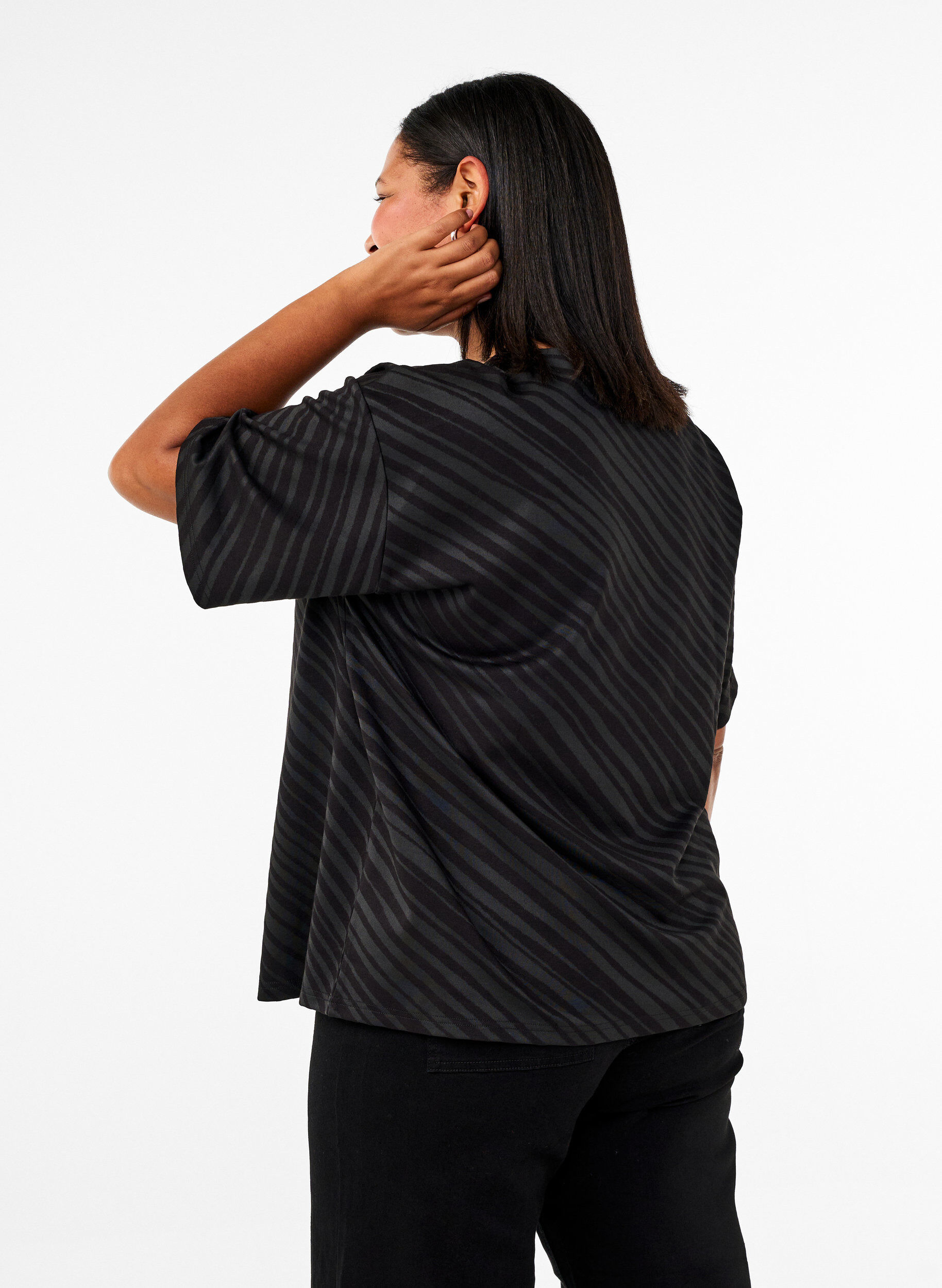 ZizziOversized blouse met patroon, Zwart, Model image number 2