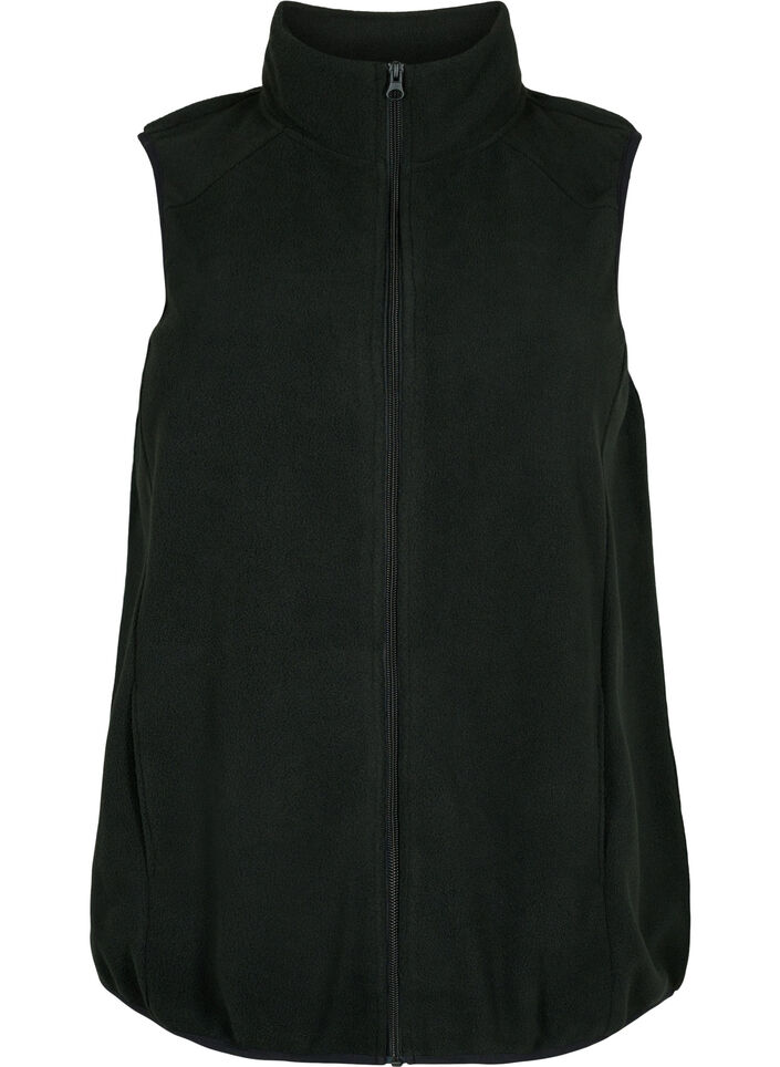 Fleece vest met zakken, Zwart, Packshot image number 0