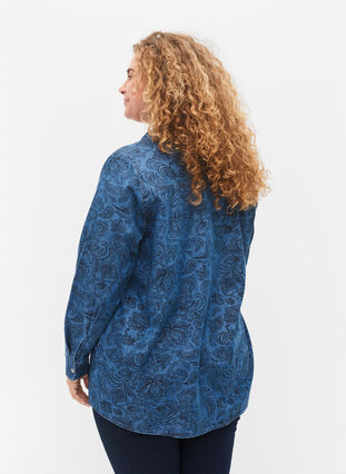 Chemise en coton à carreaux, Blue Paisley, Model image number 1