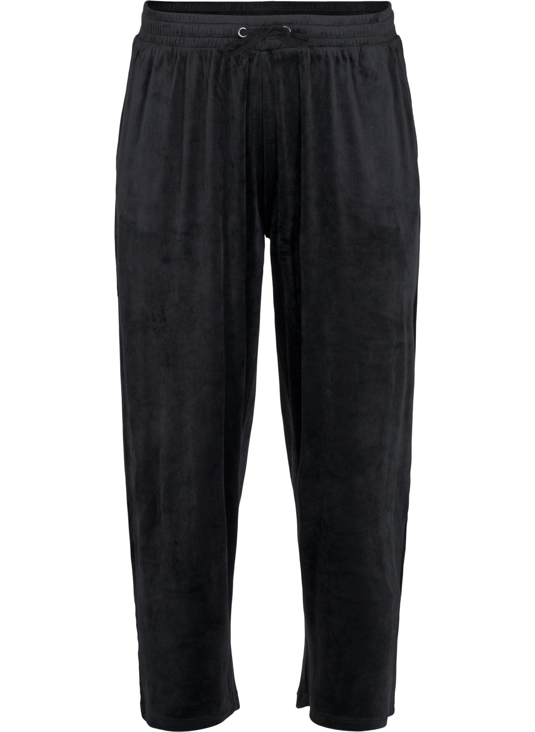 ZizziLosse velourse broek, Black, Packshot image number 0