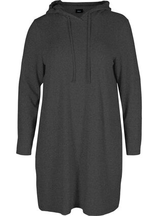 Robe avec capuche et cordon de serrage, Dark Grey Melange, Packshot image number 0