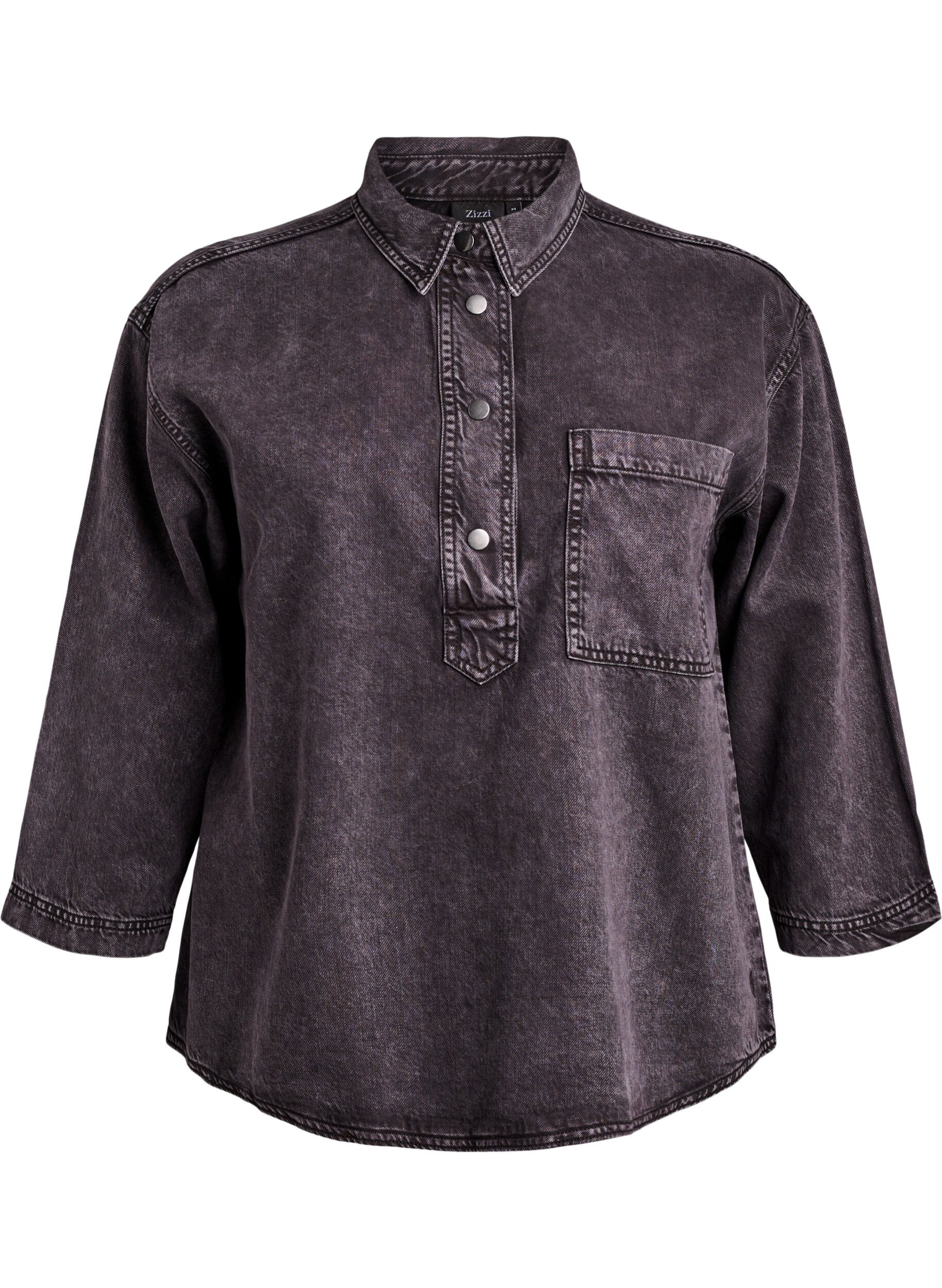 Los denimshirt met 3/4-mouwen