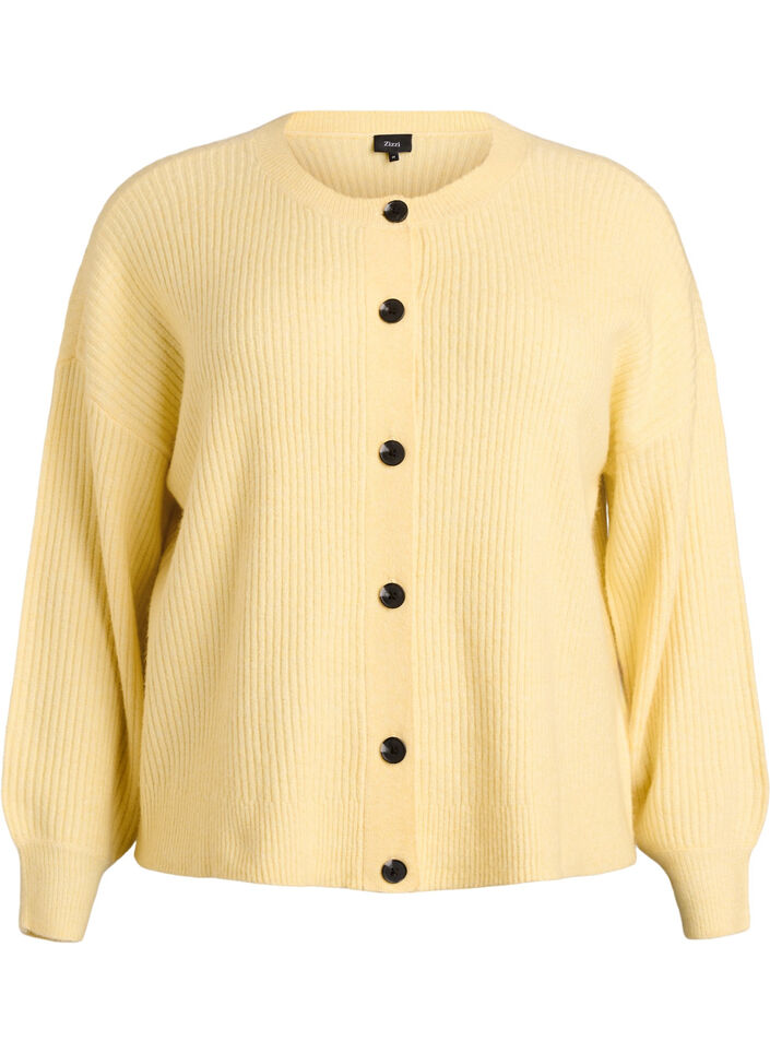 Vest van ribtricot met knopen, Geel, Packshot image number 0