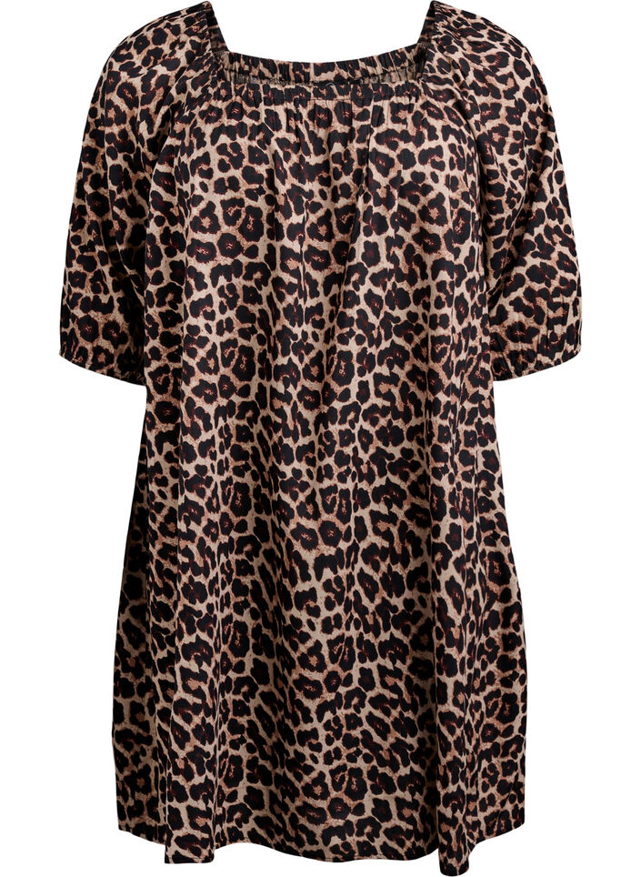 Robe de plage en viscose avec imprimé, Beige, Packshot image number 0