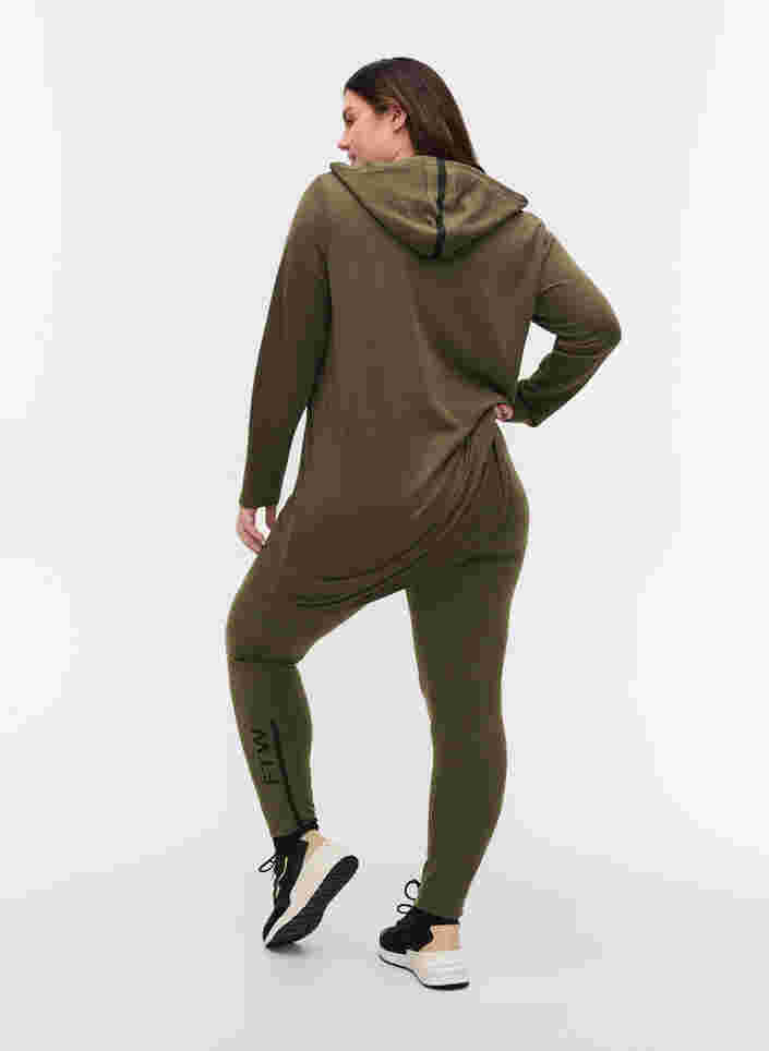 Legging en coton avec détails imprimés, Ivy Green, Model image number 1