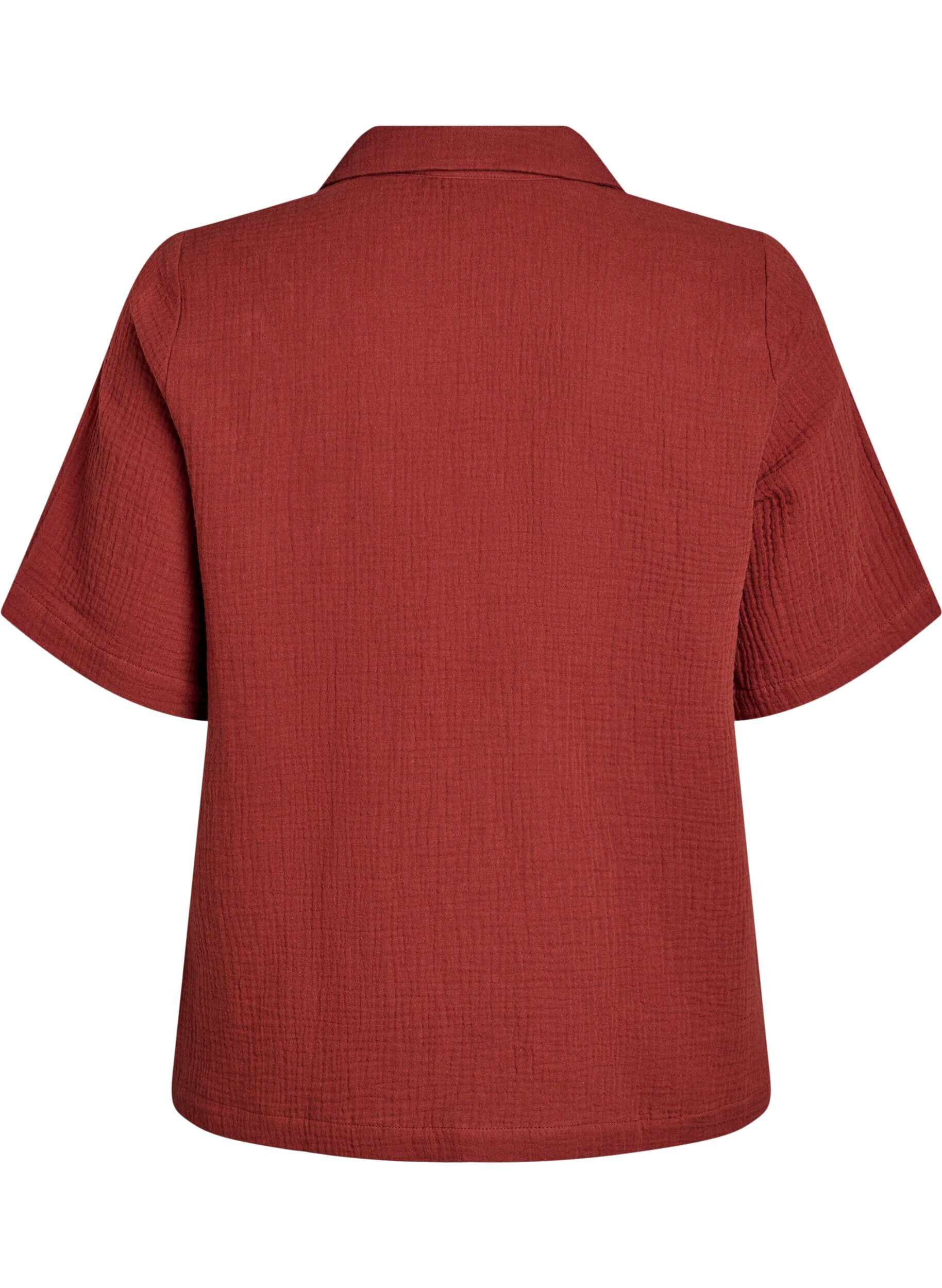 ZizziShirt met korte mouwen van katoen mousseline, Rood, Packshot image number 1
