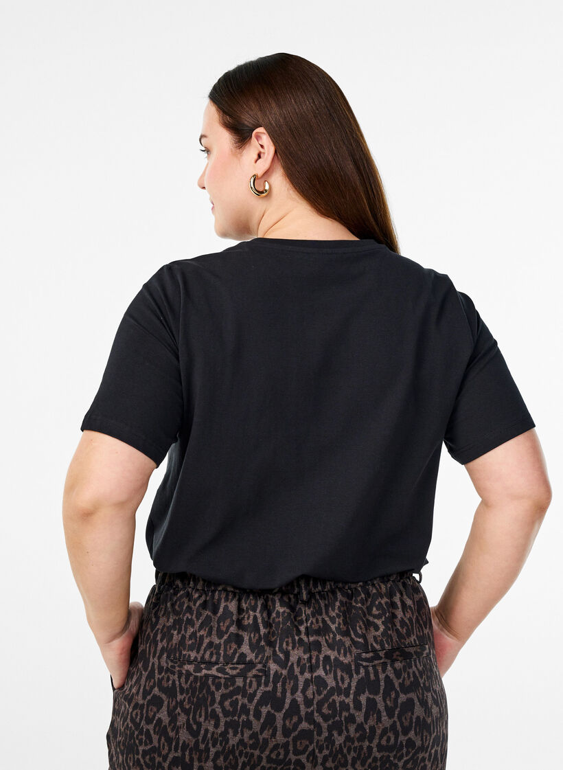 T-shirt in biologisch katoen met een ronde hals, Black, Model image number 1