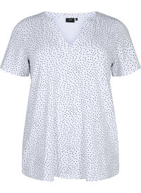 T-shirt en coton avec des points et un col en V