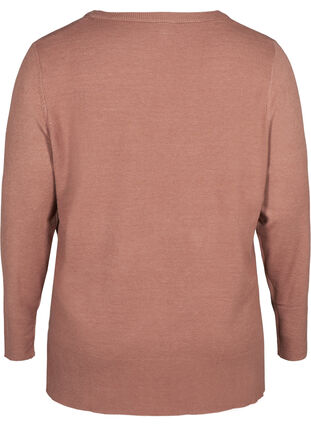 Gebreide blouse met v-hals, Burlwood melange, Packshot image number 1