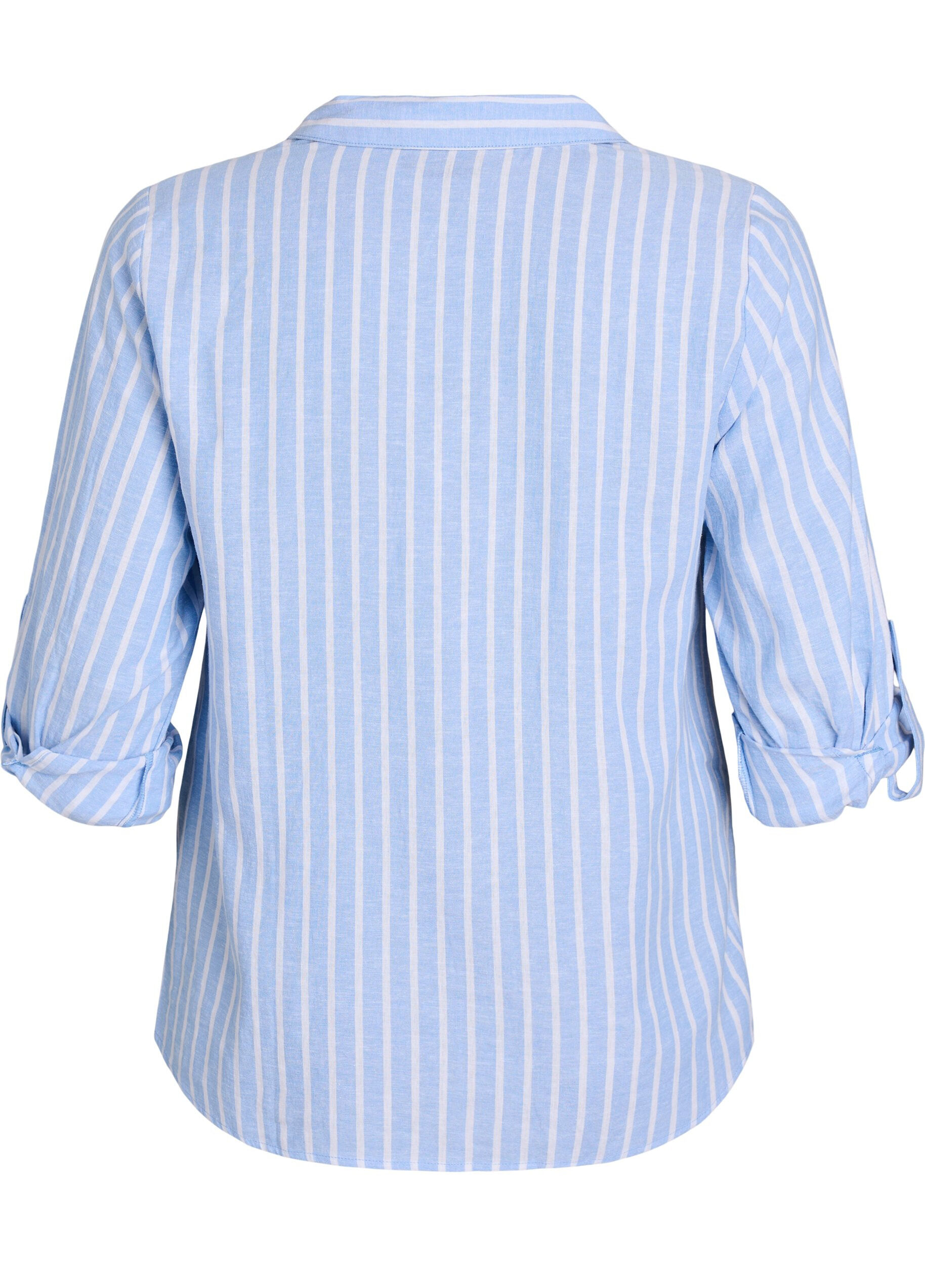 ZizziChemise en lin et viscose avec manches 3/4, Bleu Clair, Packshot image number 1