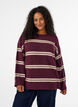 Blouse en maille avec doubles rayures contrastantes, Bordeaux, Model image number 0