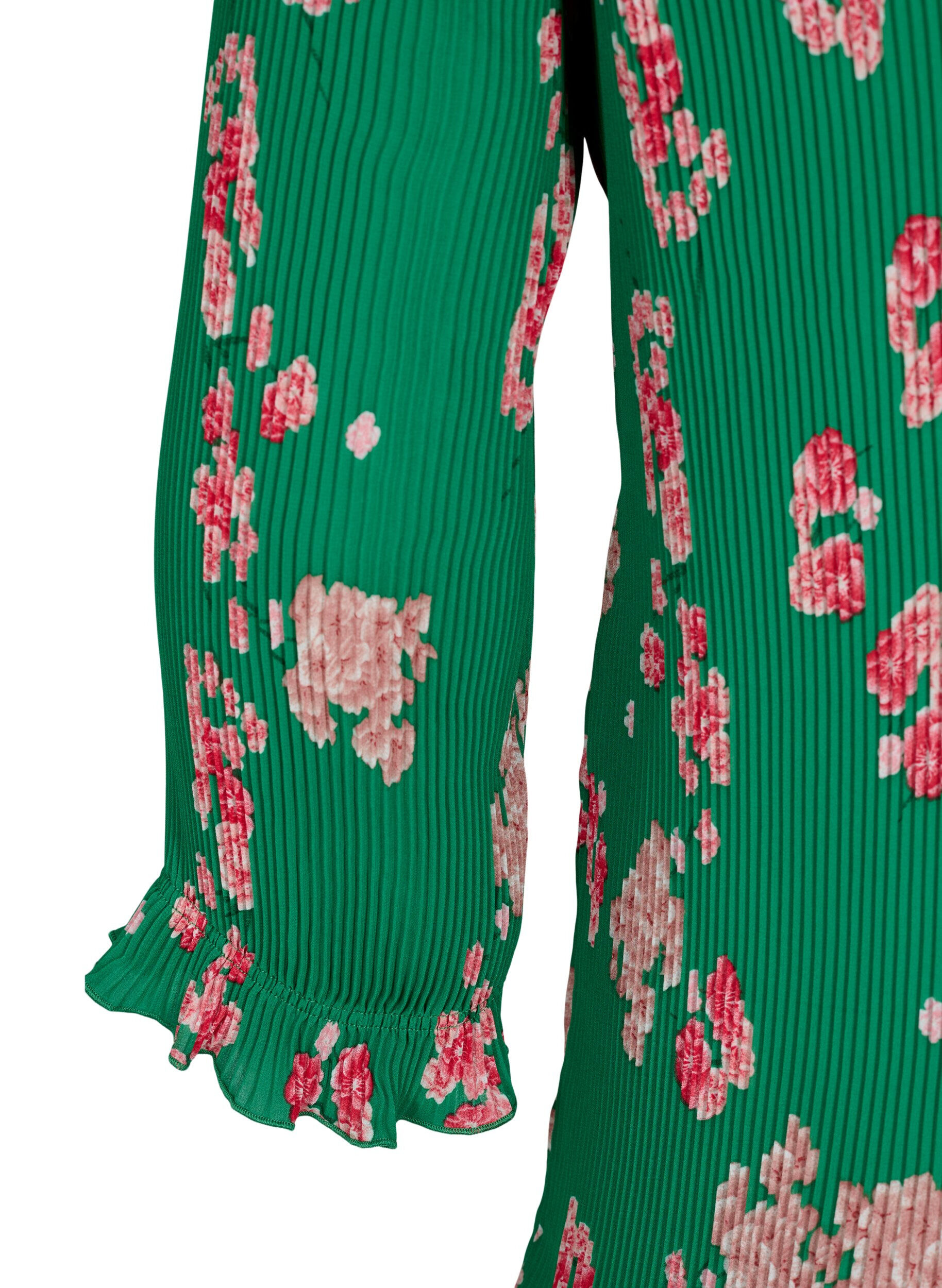 ZizziGeplooide blouse met 3/4 mouwen, Jolly Green Flower, Packshot image number 3