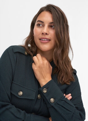 Veste chemise longue à carreaux en coton, Ponderosa Pine, Model image number 2
