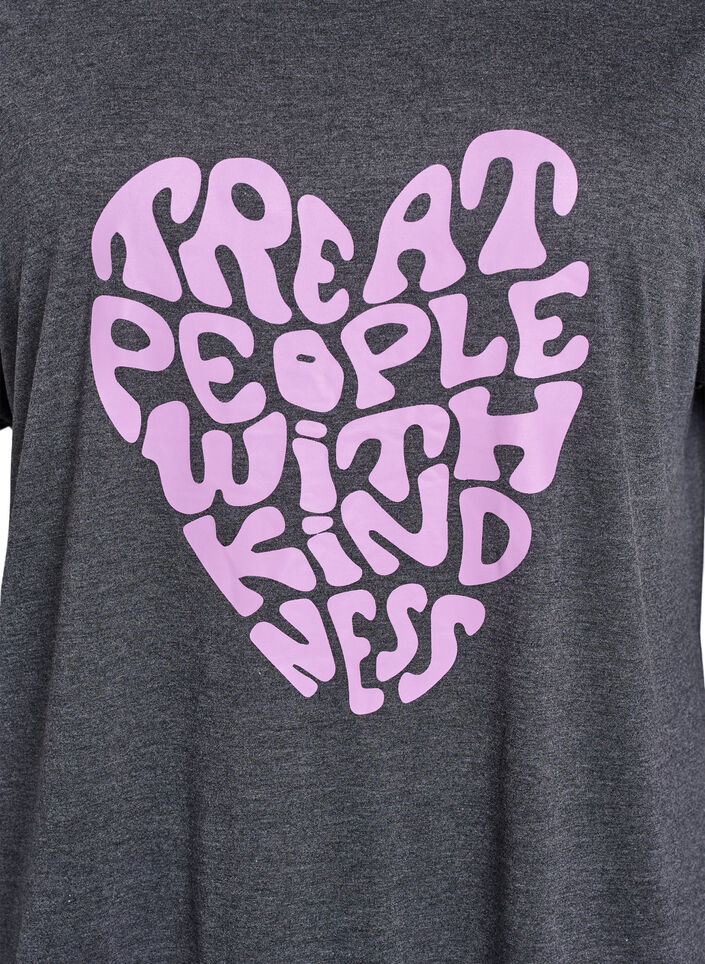 Nachtjapon met korte mouwen en tekstopdruk, Zwart, Packshot image number 2