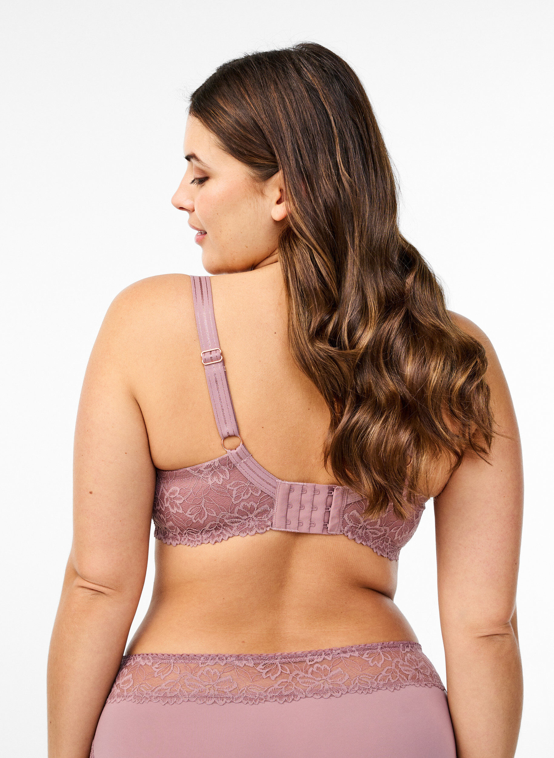 ZizziVolledige dekking bh in mesh met kanten details, Roze, Model image number 1