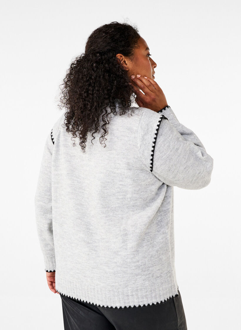 Chemisier jersey avec surpiqûres contrastées, LGM Black Edges, Model image number 1