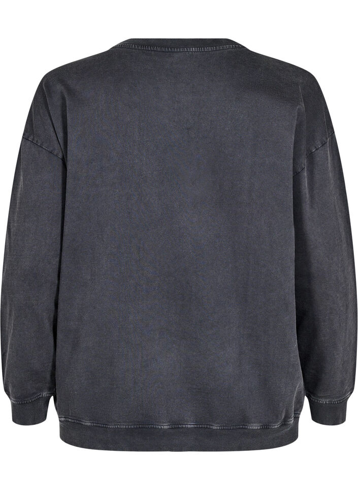 Sweat-shirt ample à l'aspect délavé, Gris, Packshot image number 1