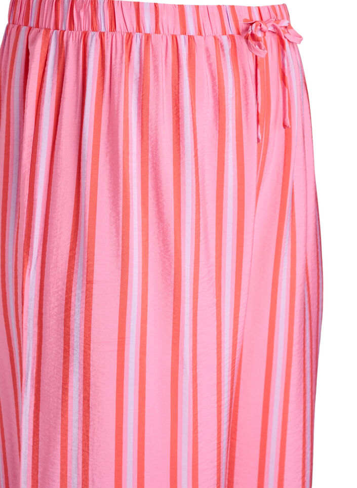 Gestreepte broek met hoge taille en wijde pijpen, Roze, Packshot image number 2