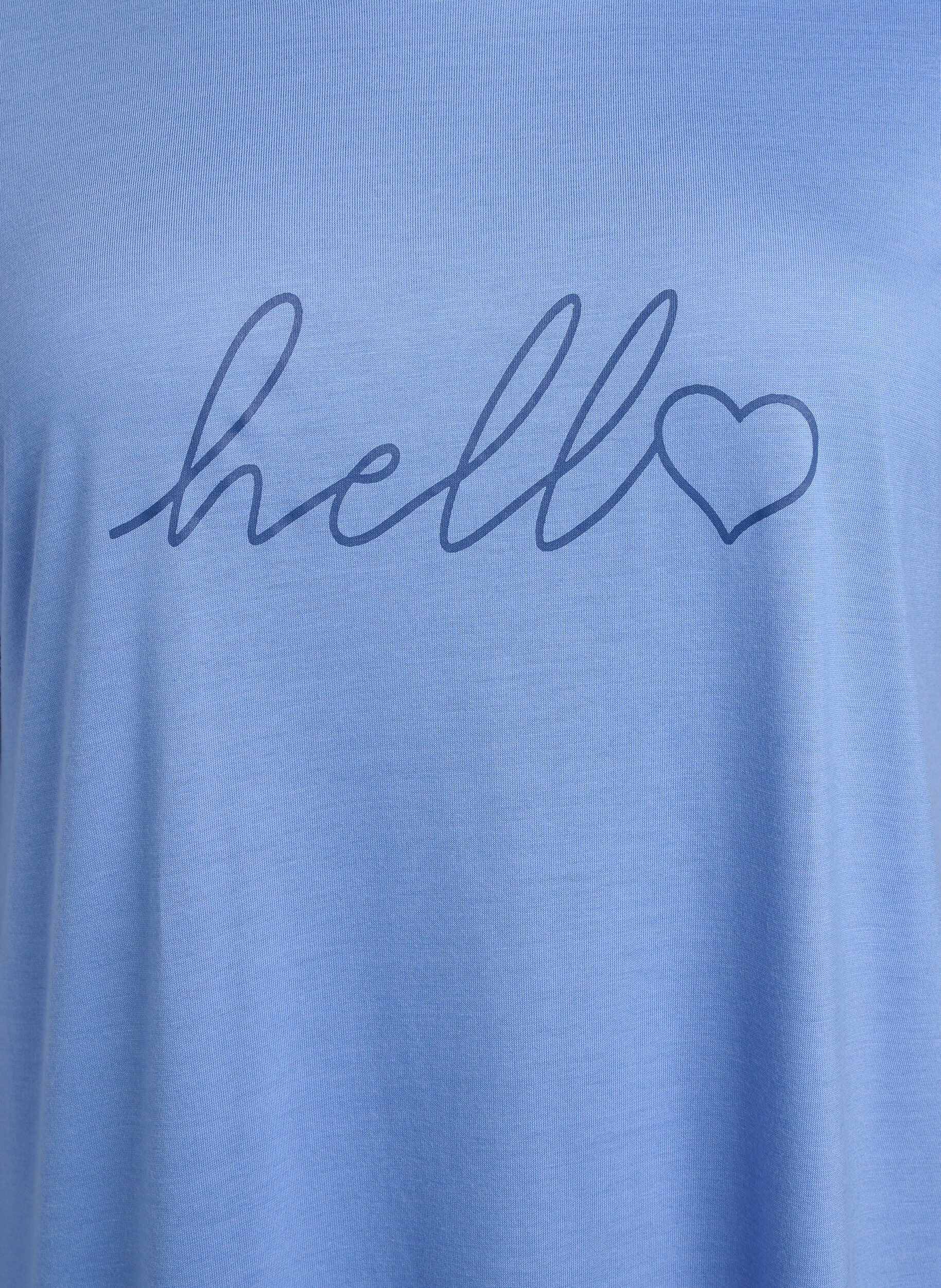 ZizziNachthemd met korte mouwen en tekstprint, , Packshot image number 2