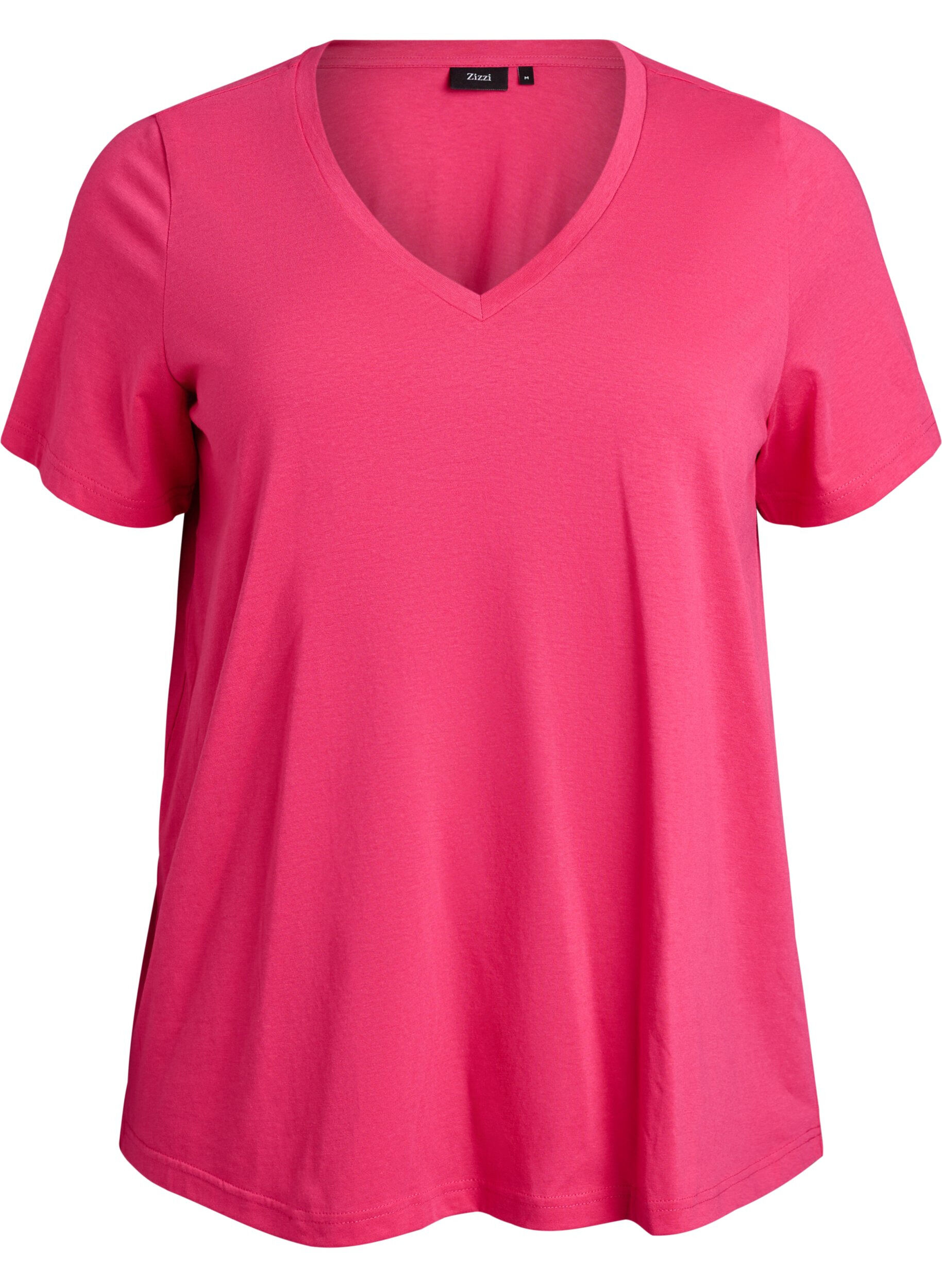 ZizziT-shirt met korte mouwen en V-hals, Roze, Packshot image number 0